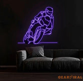 Color-Changing Motorcycle Neon Sign – Custom LED Wall Art for Garage Man Cave or Game Room – Unique Racer Neon Light